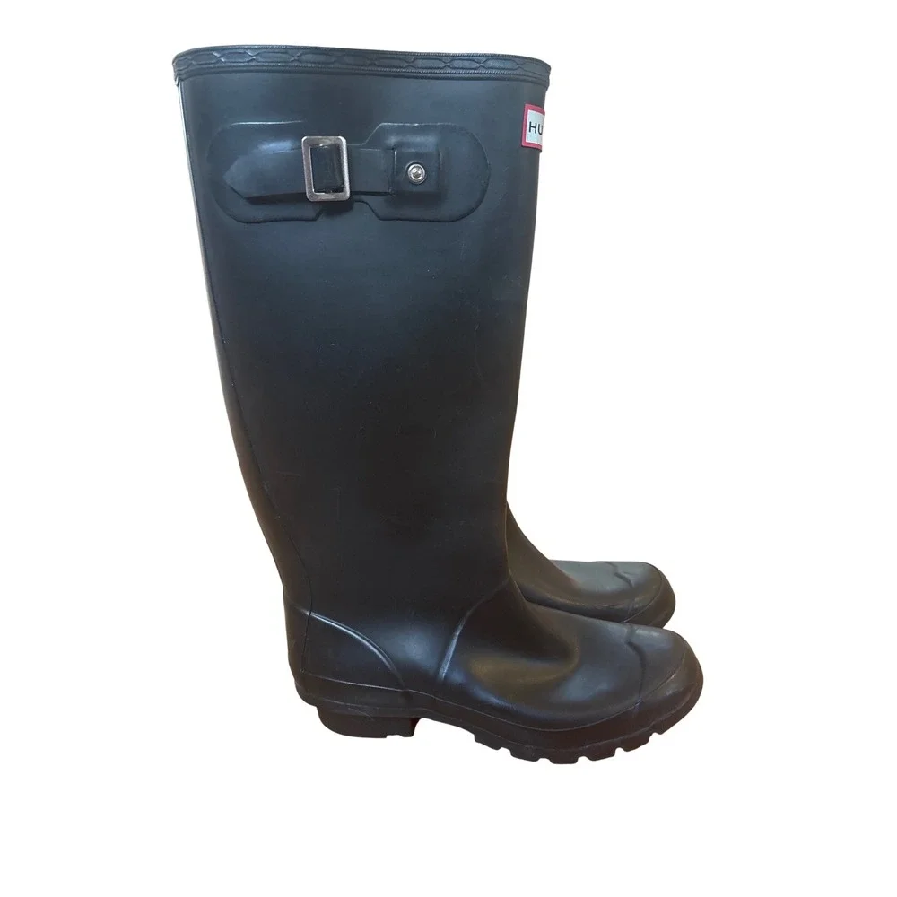 Hunter Huntress Rain Boots Unisex Black‎ Tall Waterproof Rubber SIZE 6M 7F